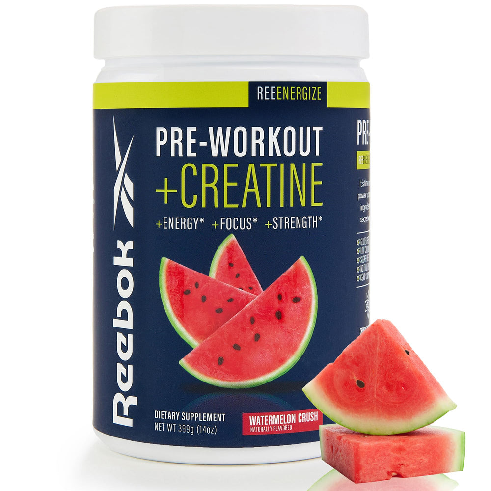 Reebok / ReeEnergize Watermelon Crush pre-workout powder tub front view