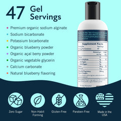 RefluxRaft PM Midnight Berry label with zero sugar and gluten-free icons