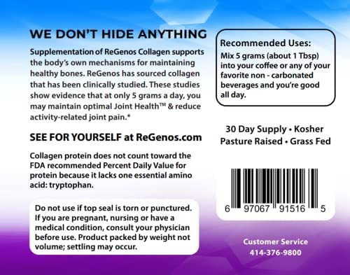 Hydrolyzed collagen peptides powder for ReGenos Joint Health