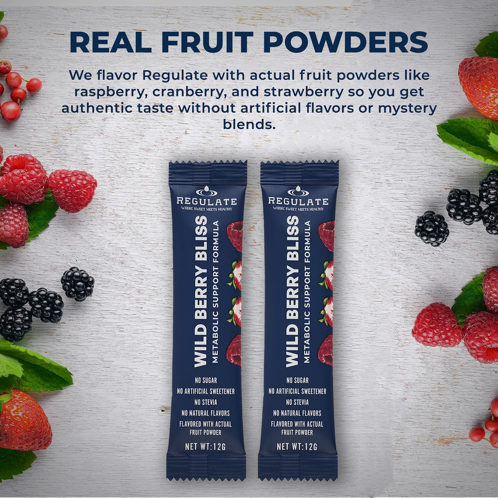 Regulate Wild Berry Bliss glass pour highlights real fruit powder and vibrant color