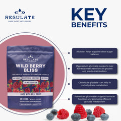 Regulate Wild Berry Bliss stick-pack open for quick, tasty hydration during workouts