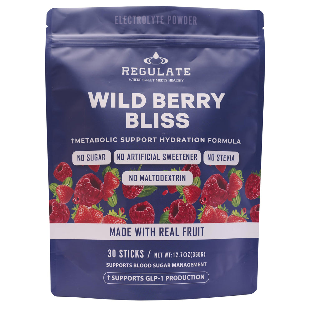 Regulate Wild Berry Bliss stick-pack for on-the-go hydration with clean, sugar-free sweetness