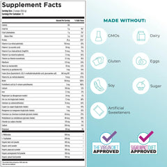 Vanilla powder with scoop showing 20g plant protein blend