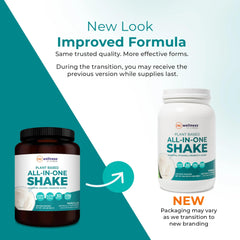 Reignite Wellness vanilla shake pouring into a glass shows creamy texture and flavor.