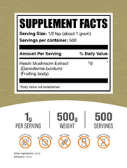 Reishi mushroom extract powder serving size 1g