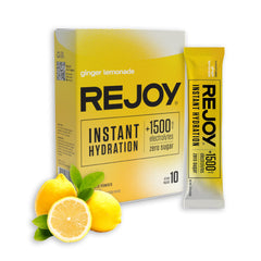 Rejoy Ginger Lemonade electrolyte powder packet – front view