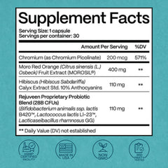 Rejuveen Provitalean glass with capsules implies easy daily dosing for consistency.