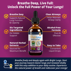 Bright Lungs dropper dispensing easy, alcohol-free herbal support for on-the-go use