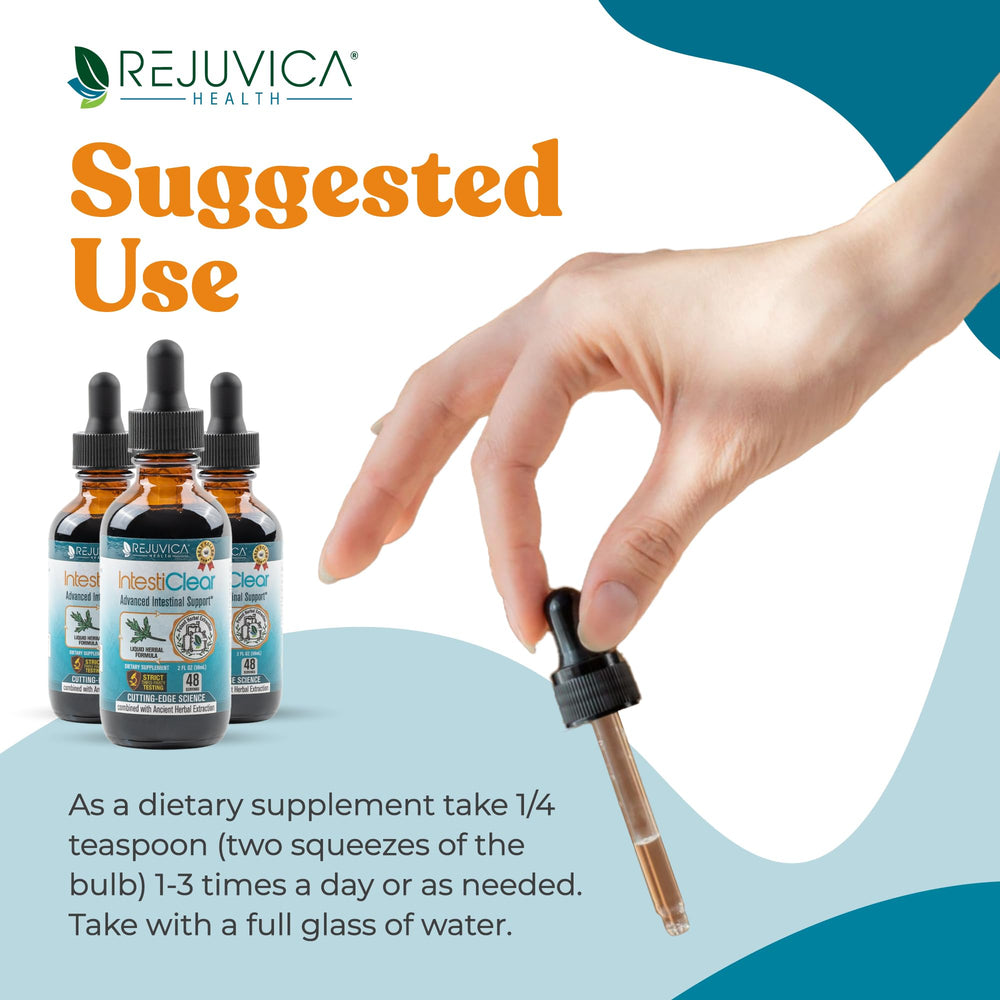 Herbal blend with Wormwood, Cloves, Garlic highlighted for traditional gut-support herbs.