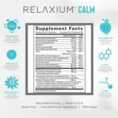 GABA supplement components alongside Relaxium Calm bottle