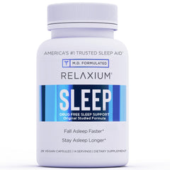 Relaxium Sleep Aid bottle with 28 vegan capsules