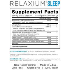Front label of Relaxium Sleep Aid indicating Made in USA