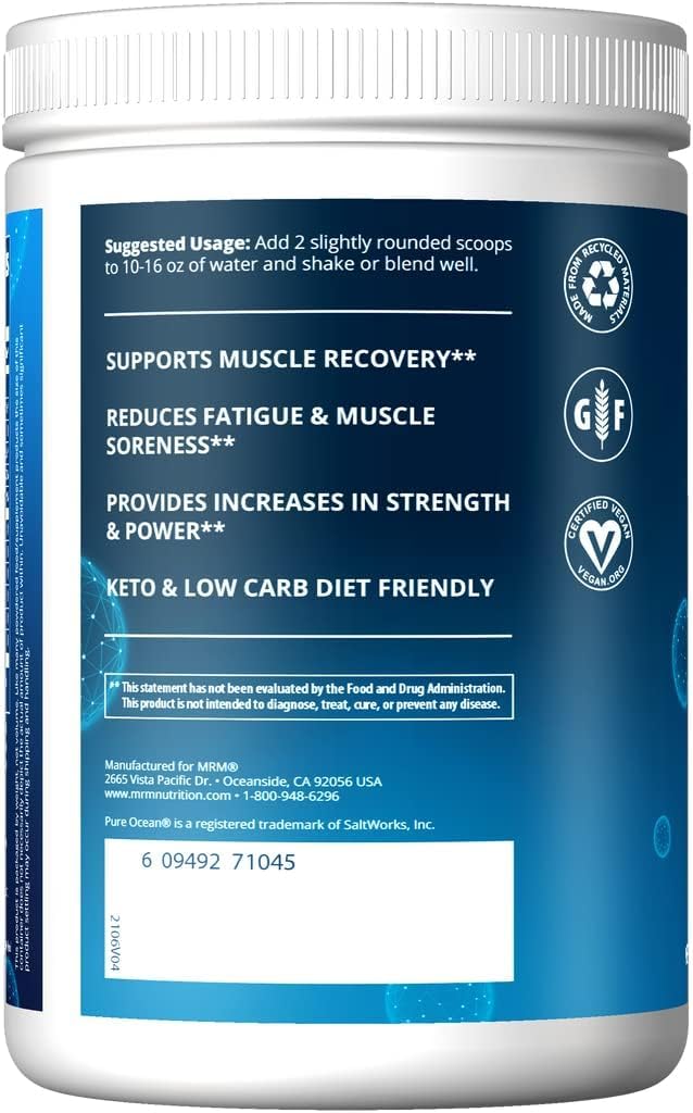 Close-up of nutrition label on Reload BCAA+G Island Fusion package