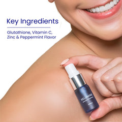 Relumins Glutathione Spray packaging showing two USA-made bottles (back view)