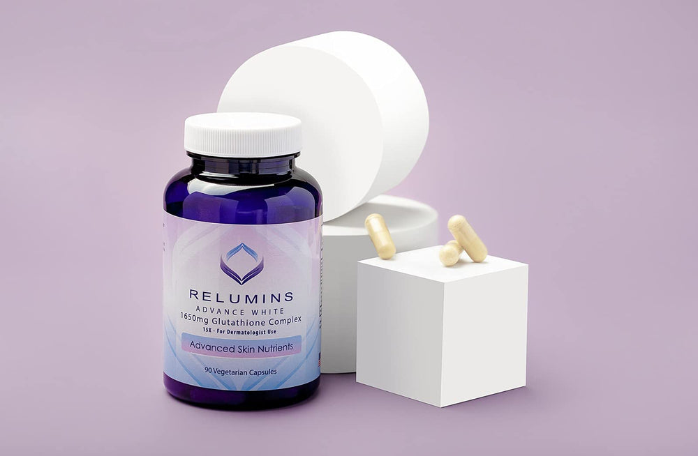 Relumins Glutathione Complex bottle label close-up