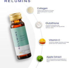 Serving glass with Relumins Apple Flavor collagen drink