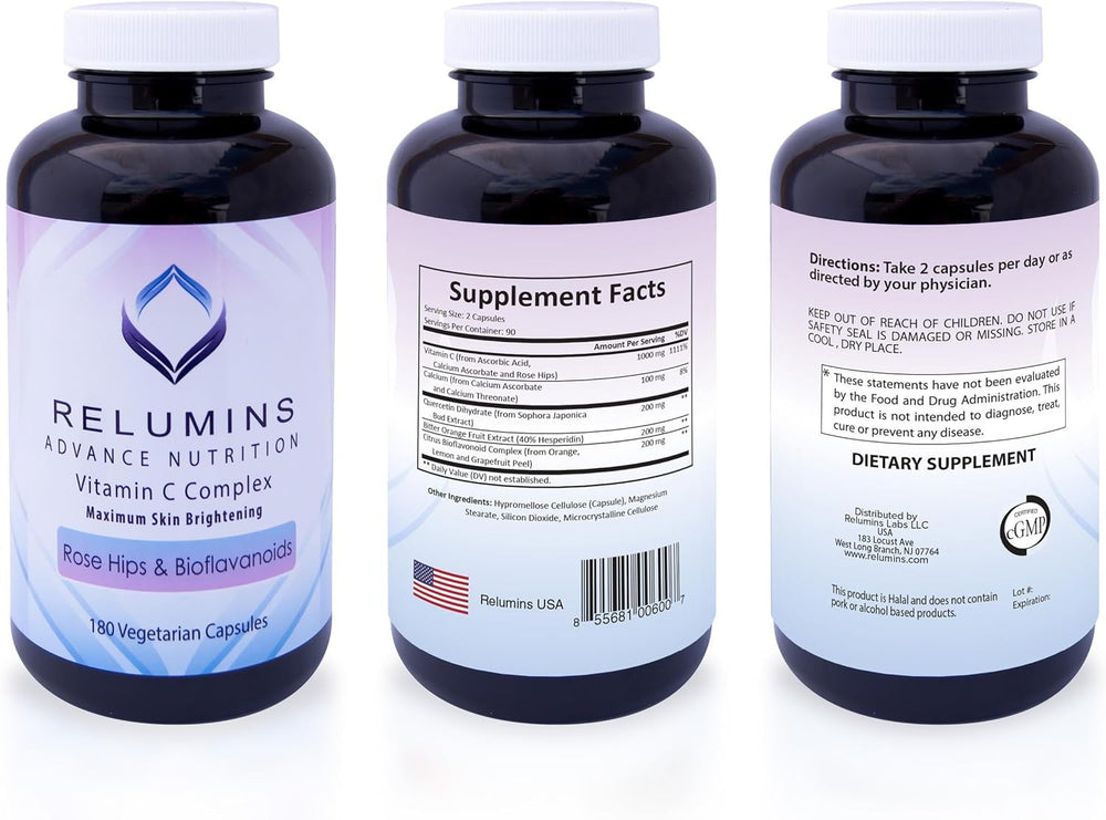 Relumins Vitamin C box and bottle packaging