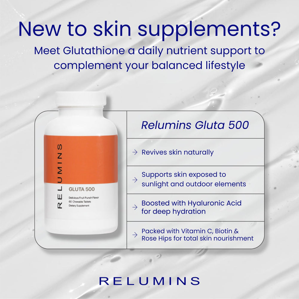 Collagen support imagery for Relumins Gluta 500 chewables