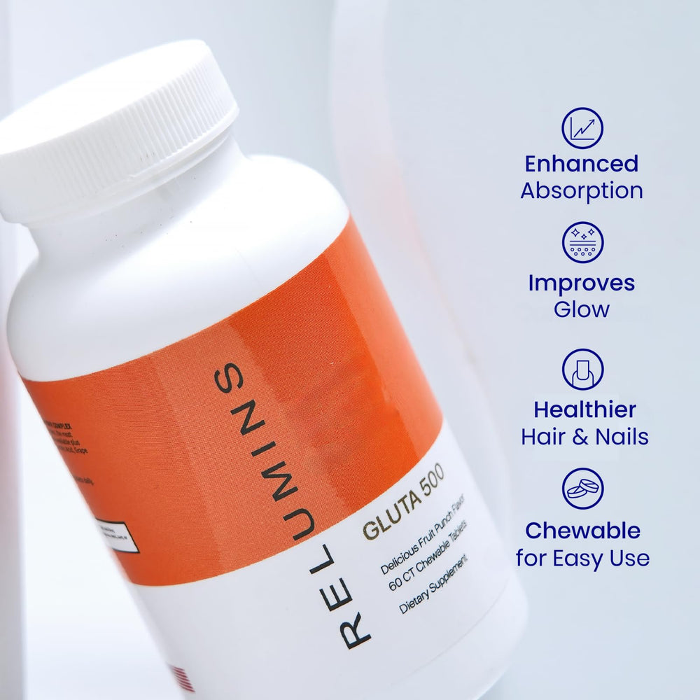 Nutritional ingredients: glutathione, hyaluronic acid, vitamin C, biotin and collagen