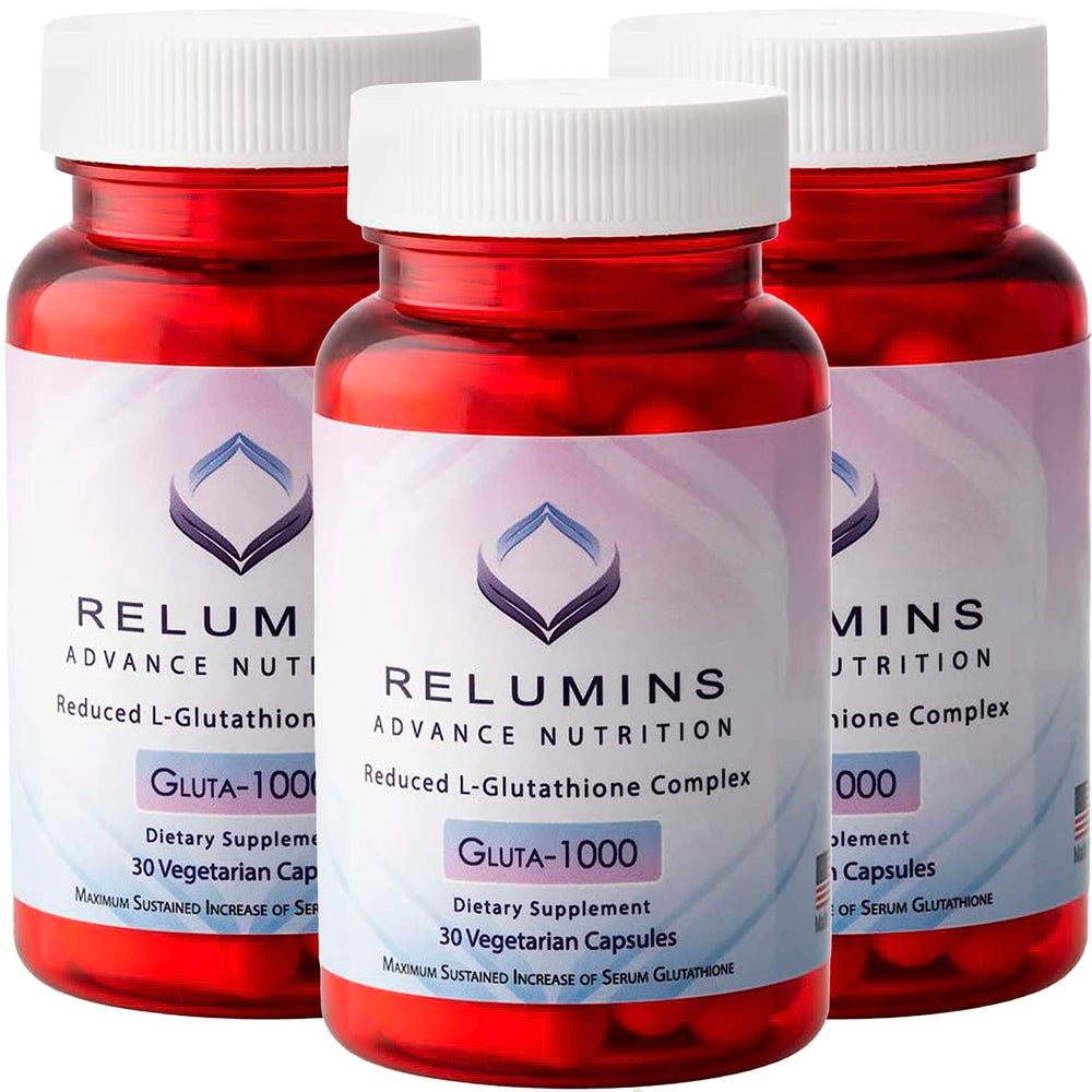 Front view of Relumins Gluta 1000 bottle