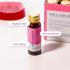 Layout featuring 20 bottles x 50ml Relumins Hydration Shots