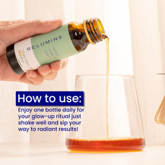 Relumins stacked ten-bottle box on a shelf for gifting and storage benefits