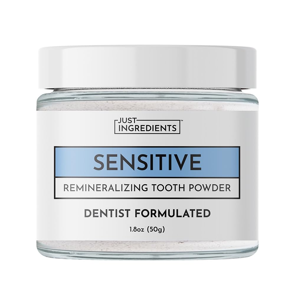 Remineralizing Tooth Powder bottle with packaging