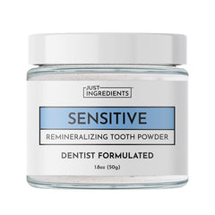 Remineralizing Tooth Powder bottle with packaging