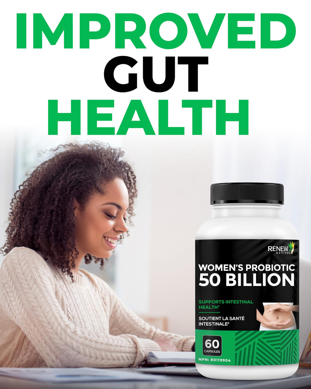 Healthy digestion concept with woman silhouette