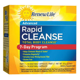 Renew Life Adult Cleanse bottle highlights a 7-day program for gentle detox and regularity support.