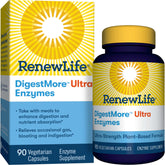 Renew Life DigestMore Ultra plant-based digestive enzyme capsules in bottle