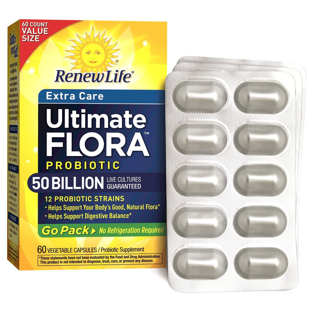 Renew Life Extra Care Ultimate Flora Probiotic 50 Billion Go Pack bottle