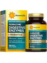 Renew Life Florazyme Digestive Enzymes with Probiotics bottle label