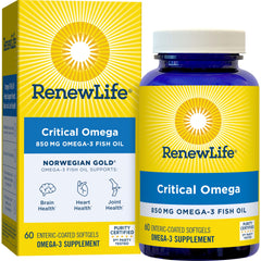 Close-up of Renew Life Norwegian Gold Critical Omega packaging