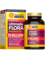 Bottle of Renew Life Ultimate Flora Women 50+ probiotics