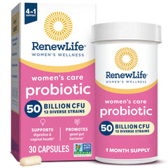 Renew Life Women's Probiotic Capsule bottle showing 50 billion CFU per capsule