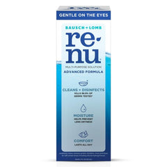 Two pack of Renu Advanced Formula solution bottles on white background