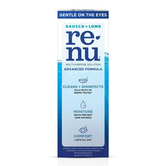 Close-up of Renu Advanced Formula bottle label