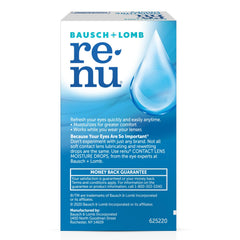 Product shot of Renu MultiPlus 8 mL eye drops with branding