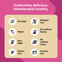 Packaging highlights: sugar-free, vegan, non-GMO, gluten-free