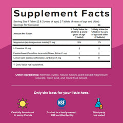 Back of the Captain Calm box with dosage directions for children