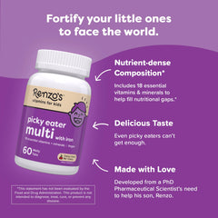 Renzo's cherry flavor kid vitamins highlighted for tasty nutrition support.