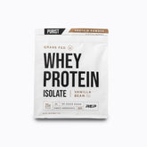 REP Purist vanilla whey protein powder jar for post-workout recovery and lean muscle support.
