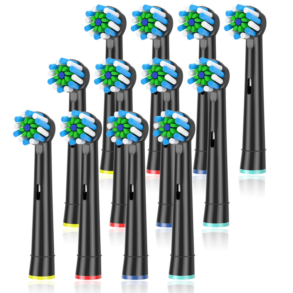 Replacement Oral-B brush heads for Braun Oral-B Pro series, 12 pcs, black, compatible with Pro 1000 to Genius