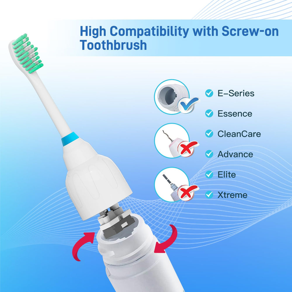 Wide compatibility with Essence E-Series and other Philips Sonicare screw-on brushes