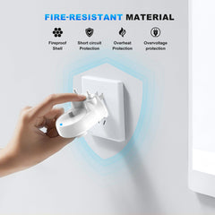 Back view illustrating wall outlet plug orientation