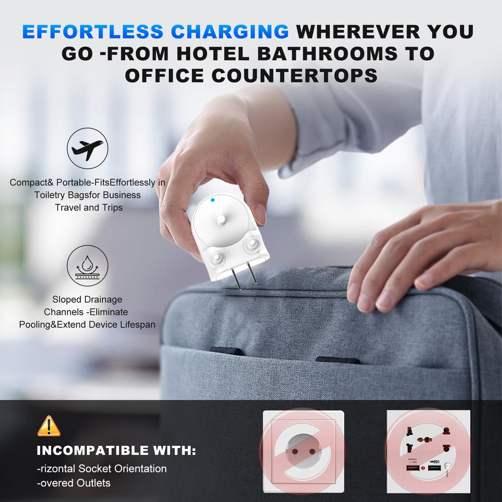 Side view of compact direct-plug charger base