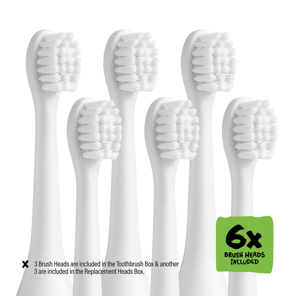 Six-pack replacement heads for kids toothbrush