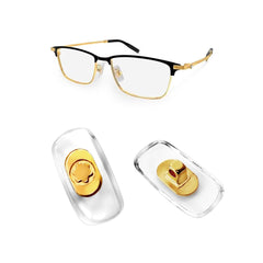 Transparent screw-in nose pads for MontBlanc glasses with gold logo