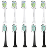 Posweenr Sonicare replacement heads—10-pack in black and white